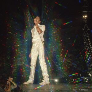 Michael Jackson on stage during the Jacksons' Triumph Tour 1981