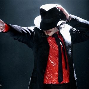 Michael Jackson performs on stage at the taping of American Bandstand's 50th Anniverary Celebration on April 20, 2002, which later aired May 3, 2002 on ABC-TV.