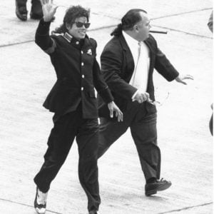 Michael Jackson with his manager Frank DiLeo on his Bad Tour.