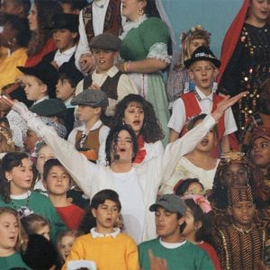 Michael Jackson performs at the Super Bowl XXVII Halftime show at the Rose Bowl on January 31, 1993 in Pasadena, California.