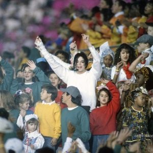 Michael Jackson performs at the Super Bowl XXVII Halftime show at the Rose Bowl on January 31, 1993 in Pasadena, California.