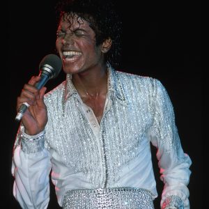 Michael Jackson performs in concert circa 1984.