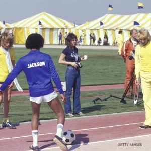 Michael Jackson and Rod Stewart attend First Annual Rock N Roll Sports Classic in 1978.