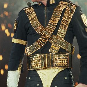 Michael Jackson performs on stage during the Dangerous World Tour.
