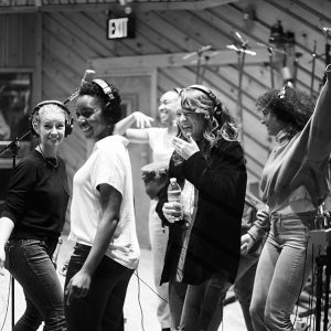 Cast members in recording studio for MJ the Musical cast recording. The album was released July 15, 2022.