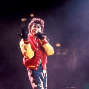 Michael Jackson performs Thriller wearing letterman jacket at Madison Square Garden in New York, NY, during Bad World Tour March 1988