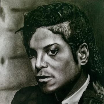 “MICHAEL JACKSON” CHARCOAL AND GRAPHITE ON PAPER